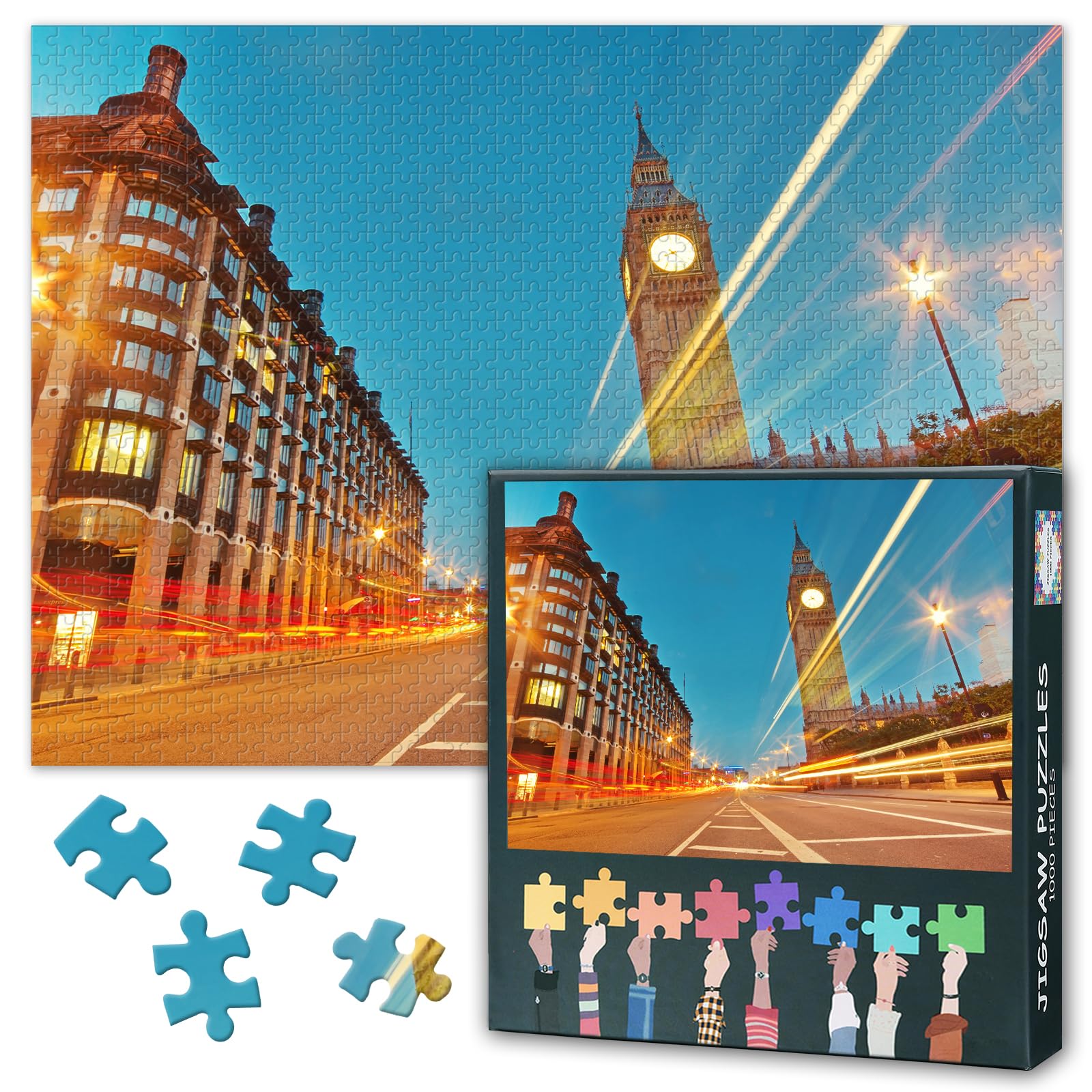 Puzzles for Adults 1000 Pieces, Big Ben Jigsaw Puzzles, Landmark Building Adult Puzzle for Adults, Educational Fun Games or Toys for Elders Friends 20X27 INCH