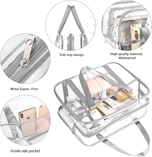 Miniatura 4 de UEOE Bolsas de maquillaje grandes transparentes de PVC grueso con cremallera, bolsa de aseo transparente para el trabajo diario, viajes, deportes,