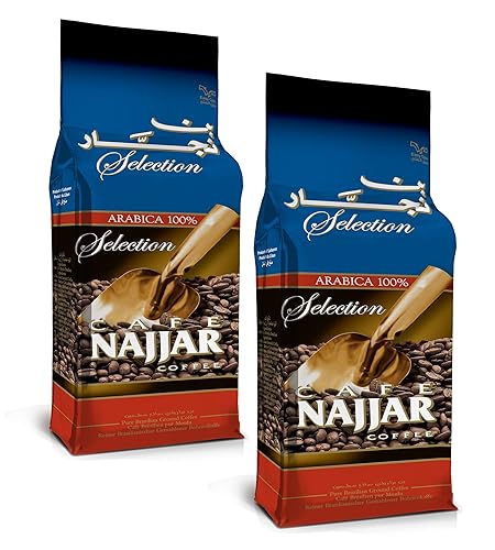 Café Najjar, Café turco, 100% granos de café árabe, café molido, tostado oscuro, café libanés, café árabe, bebidas de café, funciona con cafetera