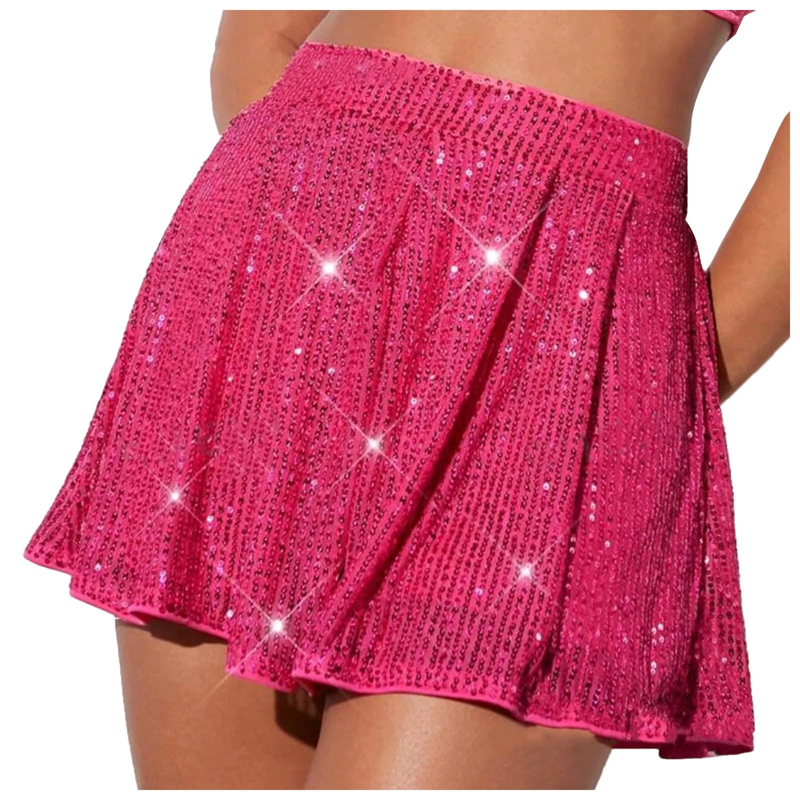 Pantalones cortos 3/4 purpurina brillante lentejuelas mujer Rosa intenso L