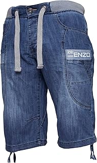 mens elasticated denim shorts