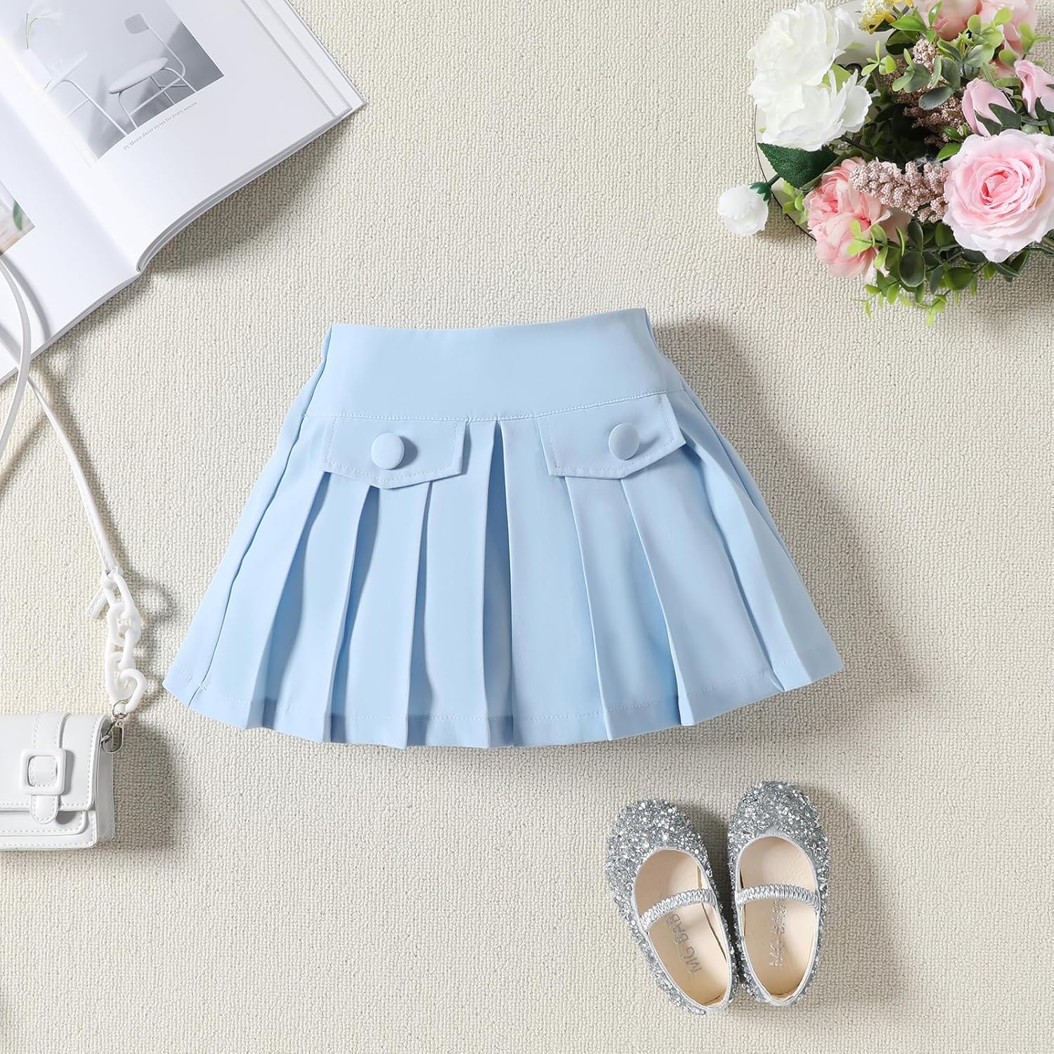 Toddler Baby Girl Skirts Outfit Spring Summer Kids Clothes Sleeveless Knit Vest Top + Pleated A-Line Skirt Set - Image 5