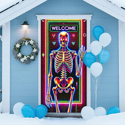 Miniatura 12 de IVN Cubierta para puerta de cóctel de neón, póster de luz LED, diseño de palmera y paraguas con rodaja naranja, vibrante brillo de neón de 12 x 18