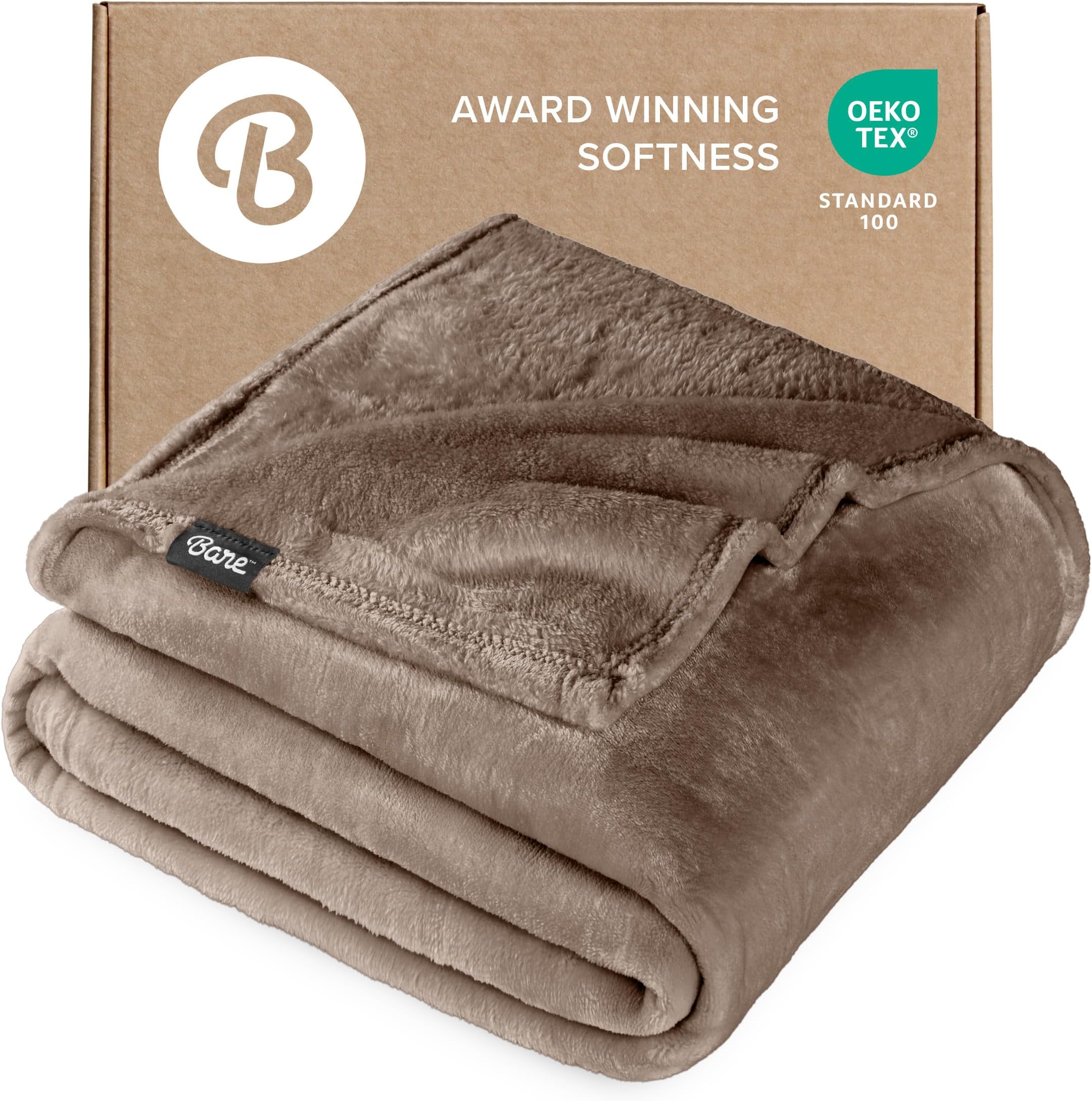 Bare Home Fleece Blanket - Twin/Twin Extra Long - Ultra-Soft Lightweight for Bed, Sofa, and Couch - Luxury Microplush - Cozy Warm Blanket (Twin/Twin XL, Taupe)