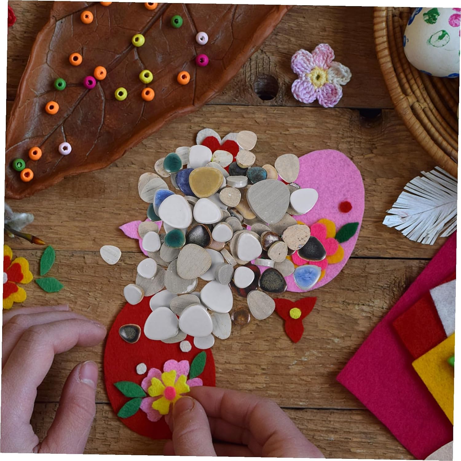 SHINEOFI DIY Ceramic Mosaic Tiles for Crafts Irregular Water Drop Shape Pieces Bag of Porcelain Tiles for Creative Handmade Projects and Home Decor
