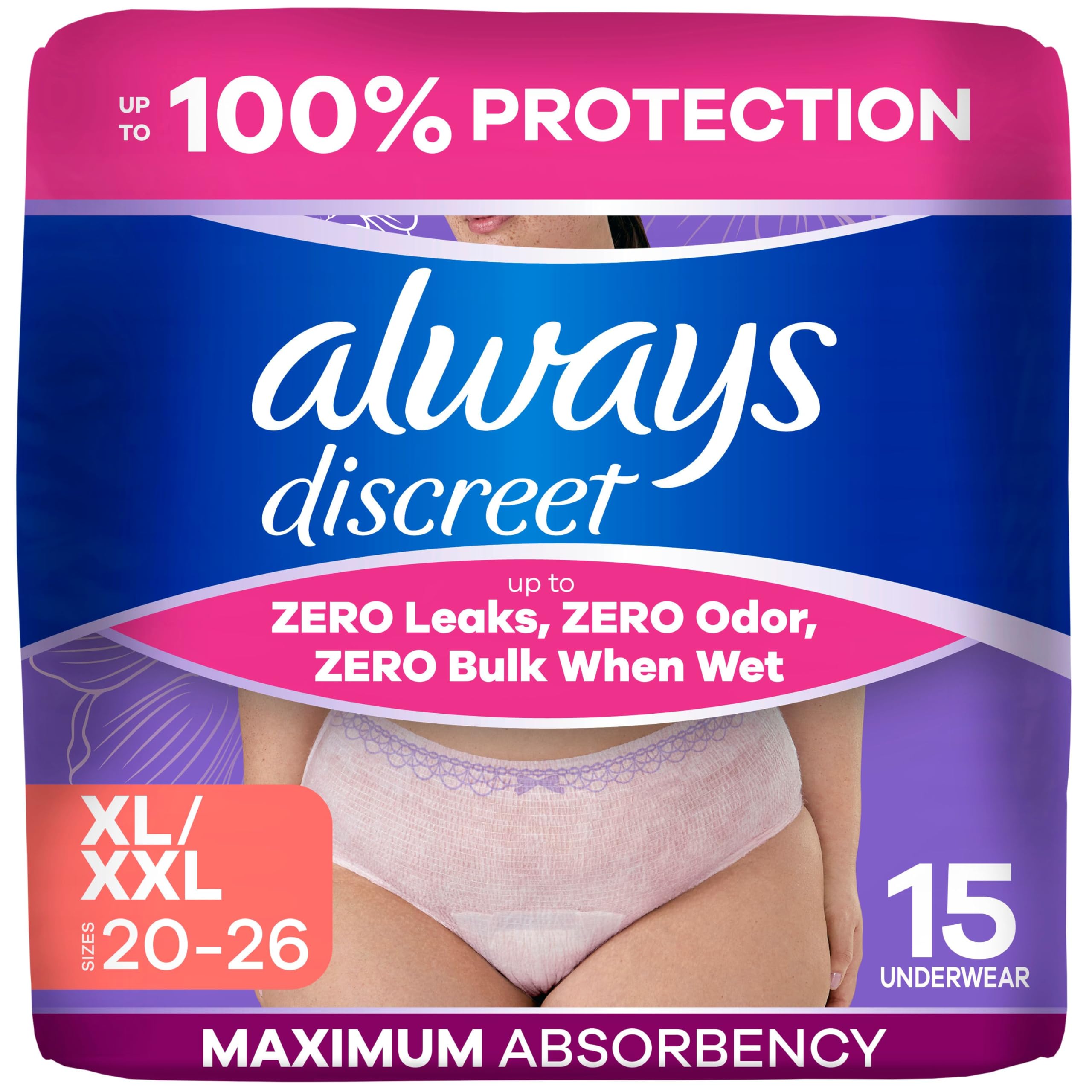 Always Discreet Adult Diapers for Women, Extra Large