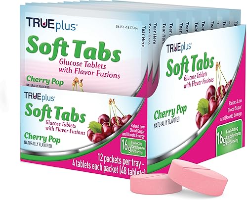 Miniatura 1 de TRUEplus Soft Tabs - Tabletas de glucosa  12 paquetes  48 pestañas (Cherry Pop)