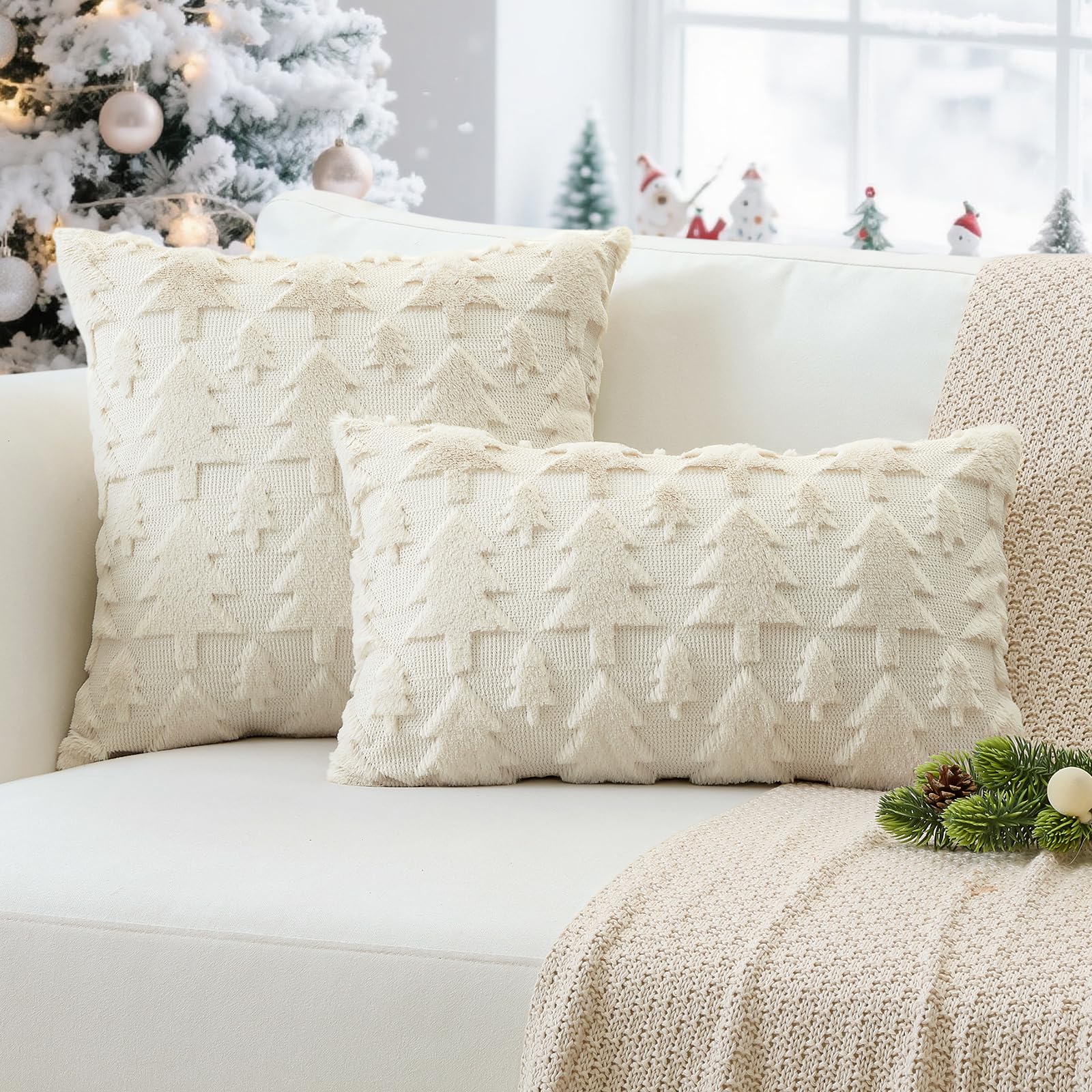 JOTOM Set van 2 kussenhoezen 40x60 cm Linnen Lichtbruin Decoratieve Gooien Kussenhoezen 16x24 Inch Lumbaal Kussenhoes Huisdecor Kussensloop voor Bank Sofa Woonkamer Bed (Lichtbruin