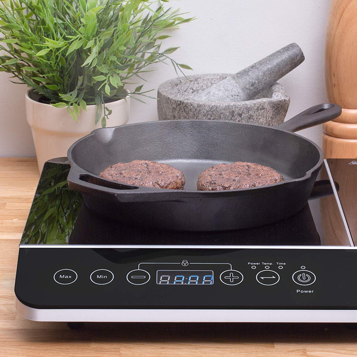 Andrew James Double Induction Hob Touch Sensitive Controls Timer & Auto