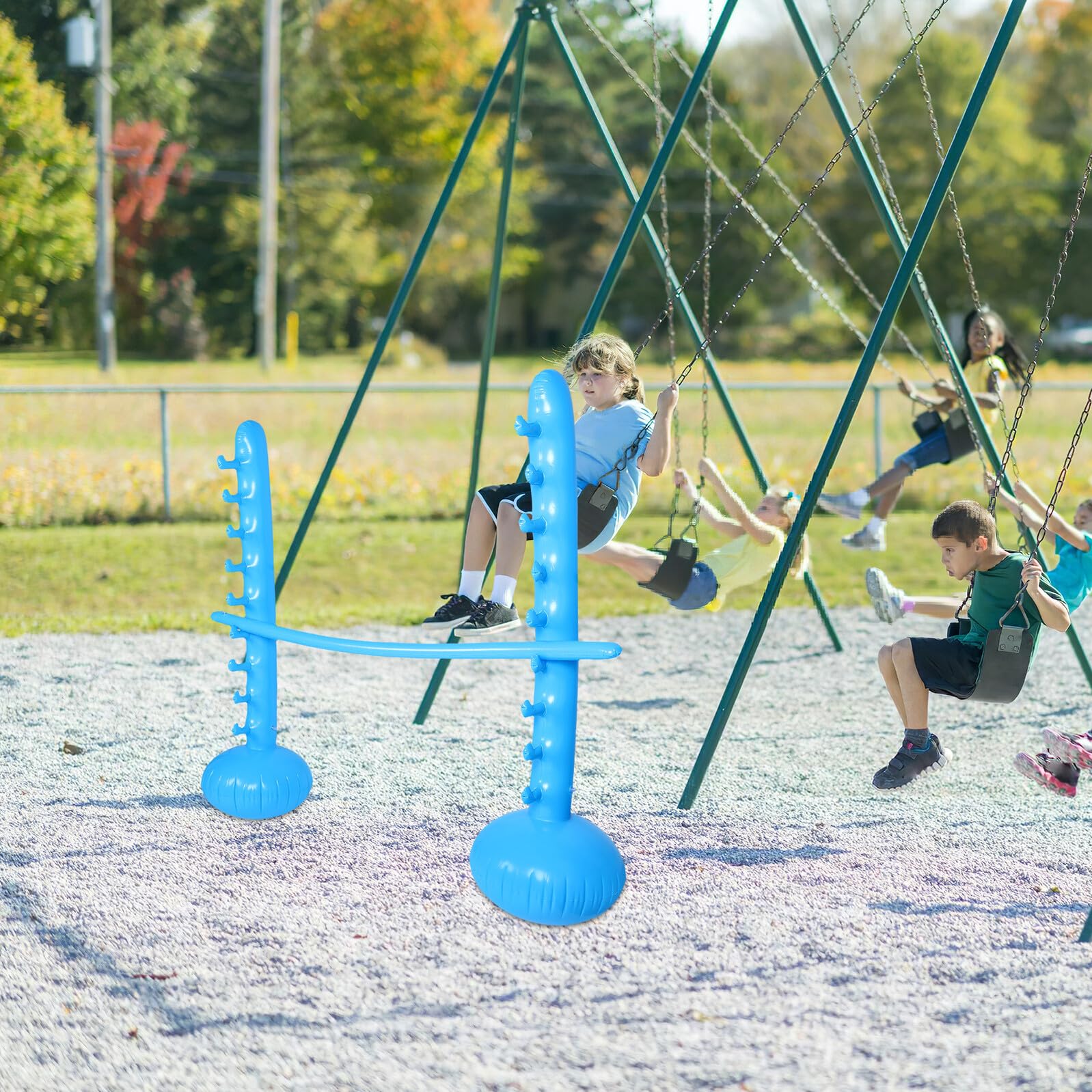 Aufblasbare Limbo Stange für Kinderpartys und Spiele im Freien | Pvc, Blau, Interaktives Hüpfspiel für Kinder, Geeignet für Parks, Vielseitig Einsetzbar