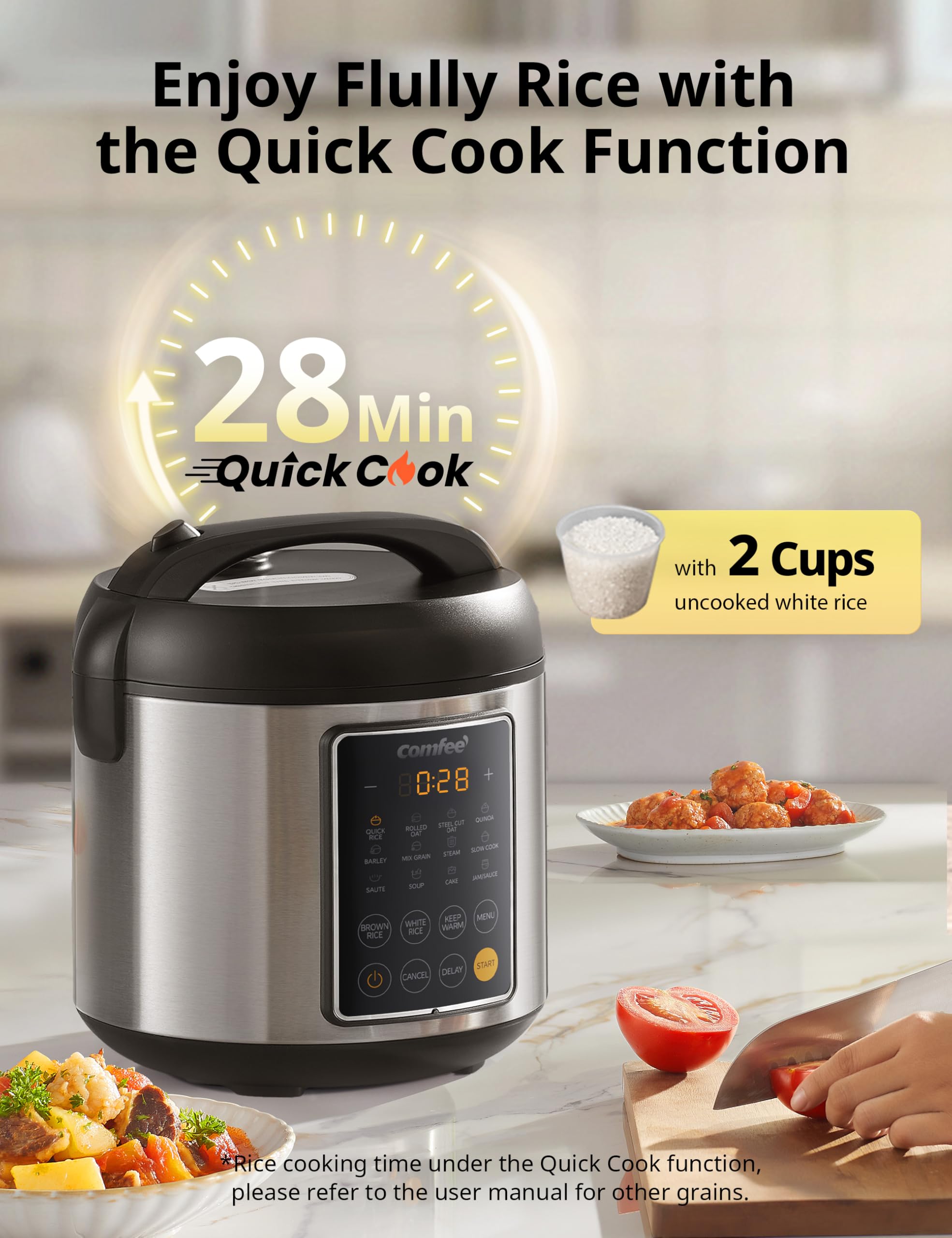 Amazon | COMFEE' 炊飯器 14in1 ステンレスマルチクッカー スロー