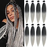 Vista 76 de Alrence Cabello trenzado preestirado largo de 30 pulgadas – 8 paquetes de extensiones de cabello trenzado profesional, trenzas de crochet de fibra