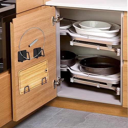 Miniatura 4 de Soporte para tabla de cortar para debajo del gabinete, 4 piezas, soporte para tabla de cortar, estante de almacenamiento de acero inoxidable debajo