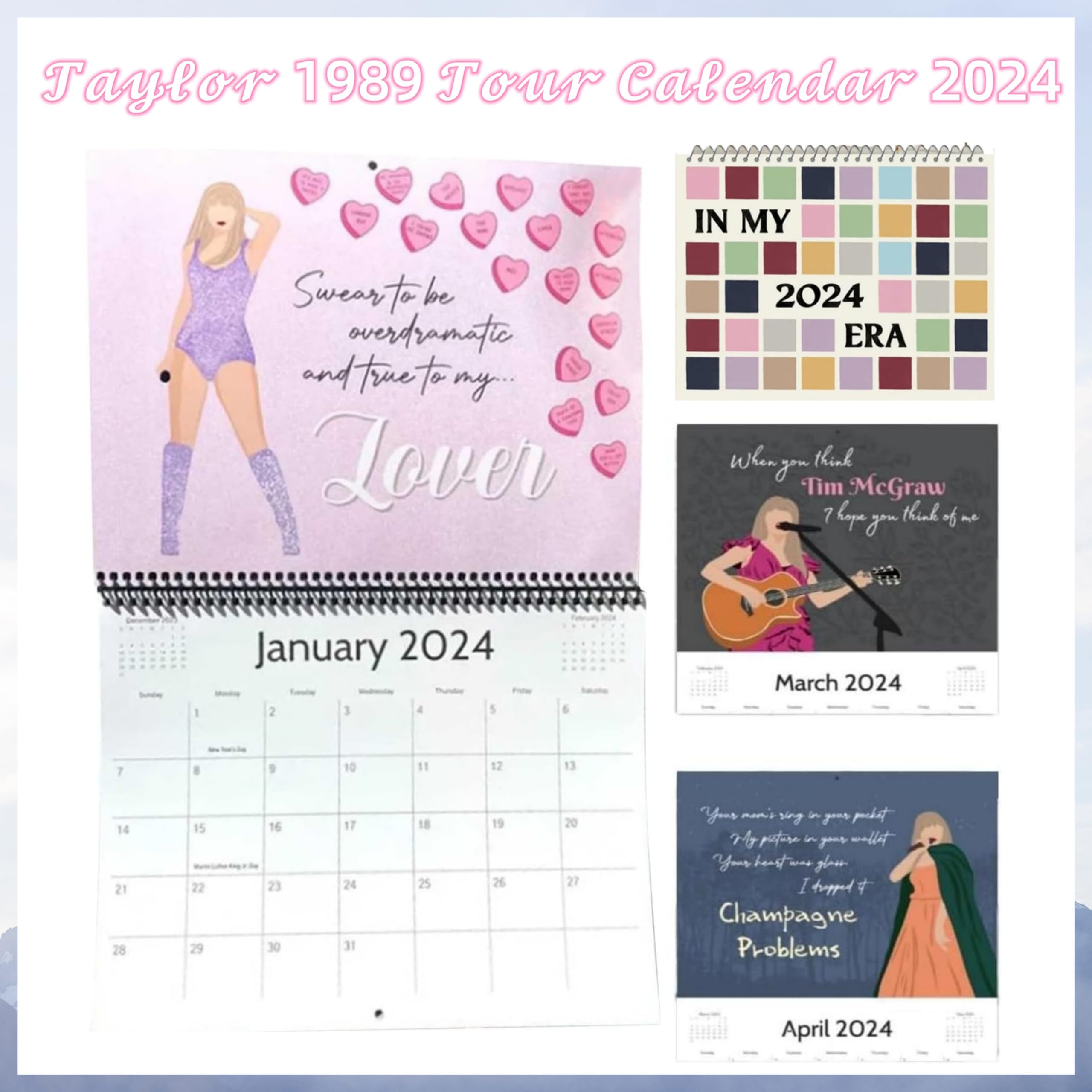 Taylor Calendar 2024 | Calendar 2024 Taylor Posters Music Album Cover Poster Calendar | Calendar 2024 UK | Bedroom Decoration Art Wall Calendar Taylor Gift for Girls Boys Teens Music Lover Fans