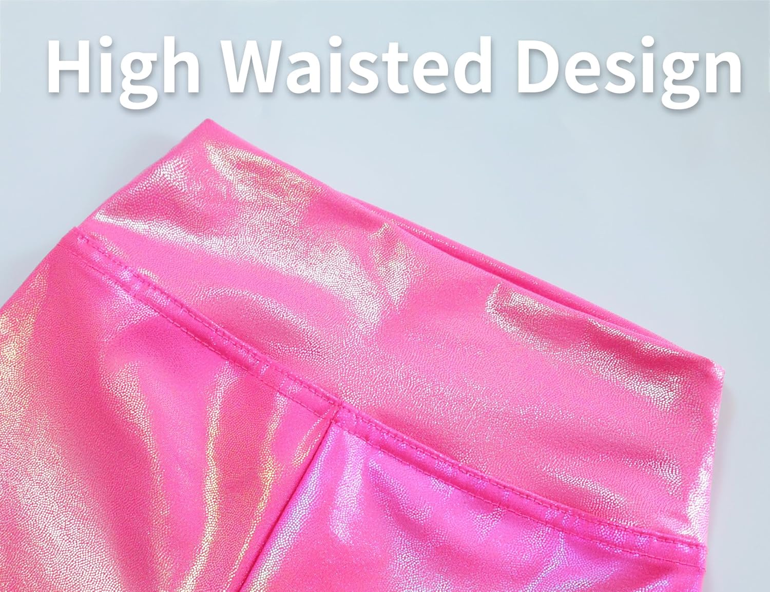 Gnainach Girls Metallic Leggings High Waisted Kids Yoga Pants Stretch Shiny Running Dance Tights for Teen School Workout - Image 4