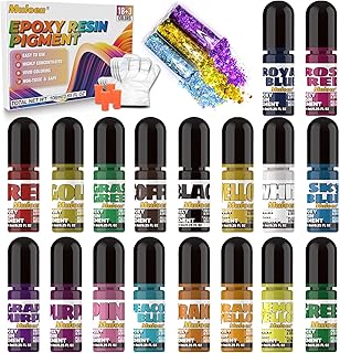 Epoxy Resin Pigment - 18 Colors Concentrated Eposxy Resin Colorant, 3 Colors Resin Glitter, Liquid Translucent Resin Dye for Jewelry DIY Jewelry Making, AB Resin Coloring, UV Resin Dye (Each 0.25oz)