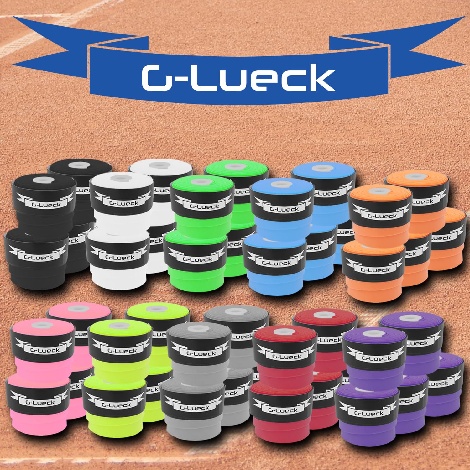G-Lueck 50er Set Tennis Griffband Talent Grip (sehr griffig) | 0,50-0,60mm Stärke | Overgrip für Squash Badminton Schläger & Kicker inkl. selbstklebendes Abschlußband | Anti-Rutsch