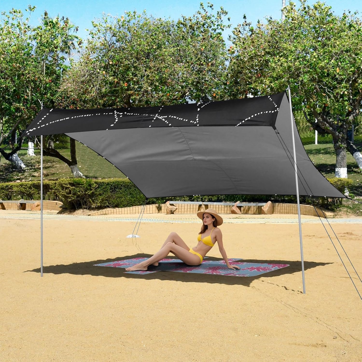 ALAZA Spider Web Halloween Beach Tent Sun Shelter UPF50+ Protection Beach Shade Canopy w/ 4 Sandbags for Outdoor Camping, Fishing, Backyard Fun, Picnic, 10x9 ft