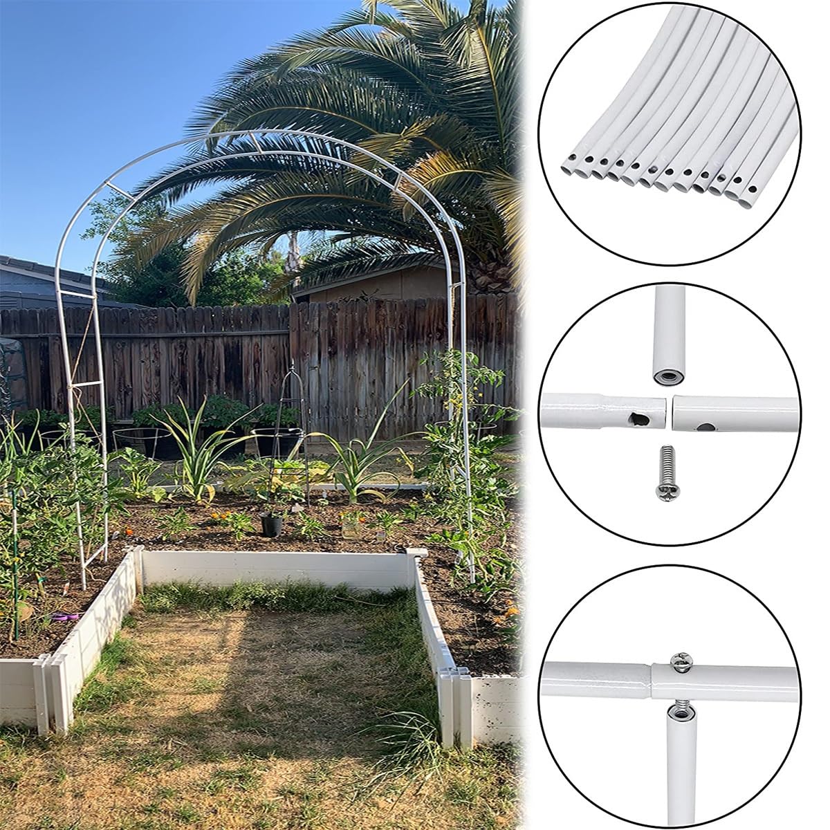 Ampio Arco da Giardino in Acciaio - pergola Metallica da Esterno Adatta a Piante rampicanti, Disponibile in Altezze di 2,8 m, 3 m e 3,5 m, con piedistallo, Ideale per Creare Il Perfetto Arco