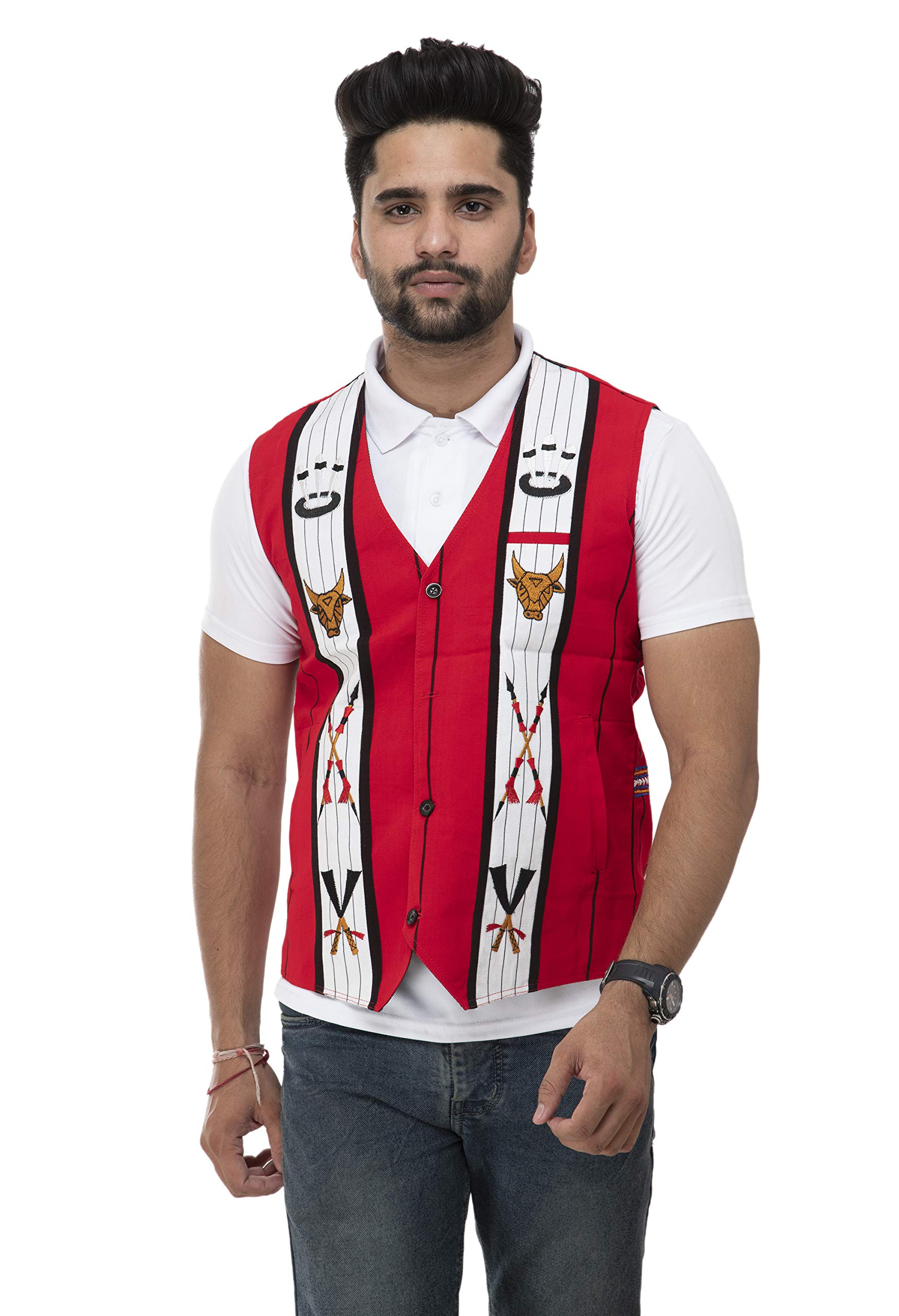 Tribes India Men's Cotton Lotha Waist Coat