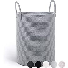 Goodpick Tall Grey Laundry Basket 15 x 20 inches, Kids Laundry Hamper for Clothes Toys Towel, Blanket Dirty Laundry Basket Living Room, 58L