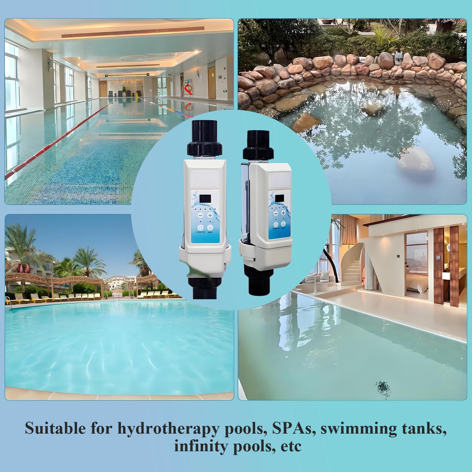 Système de Chlore pour Piscine à Eau salée à Nettoyage Automatique, générateur de Chlore pour Piscine à Eau salée Claire, Fonctionnement Simple, pour spas et jacuzzis 8g/h