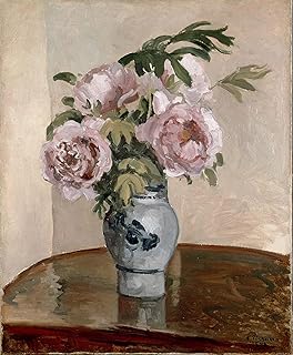 WGZGEFLEB Famous Painting Art Print Images Wall Pictures Bouquet of Pink Peonies by Camille Pissarro Abstract Art Picture for Home Decor 60x90cm