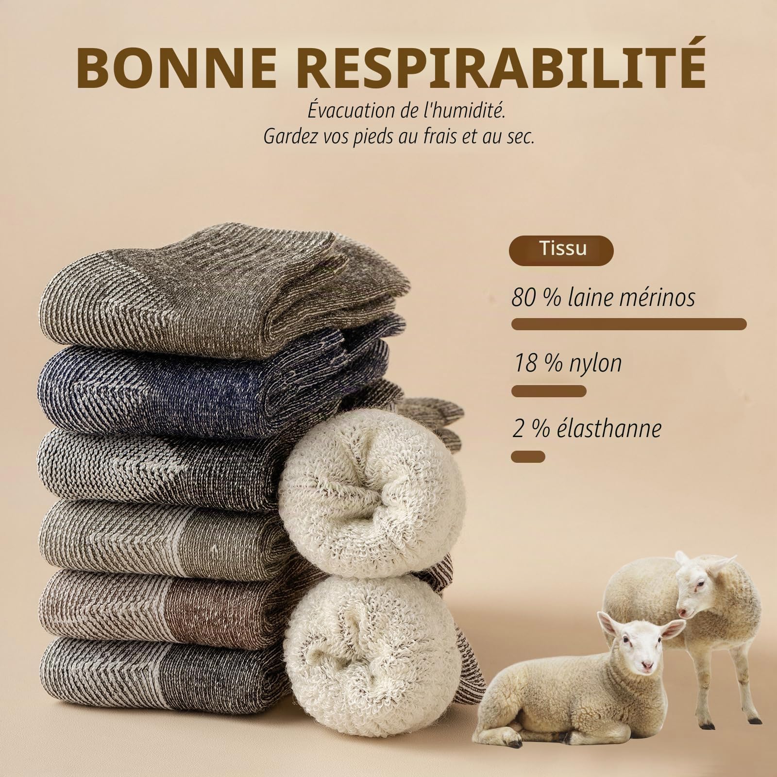 Vihir 3 Paires Chaussettes en Laine pour Homme Femme Chaudes dans Les Sports de Plein Air 37-42, 41-46