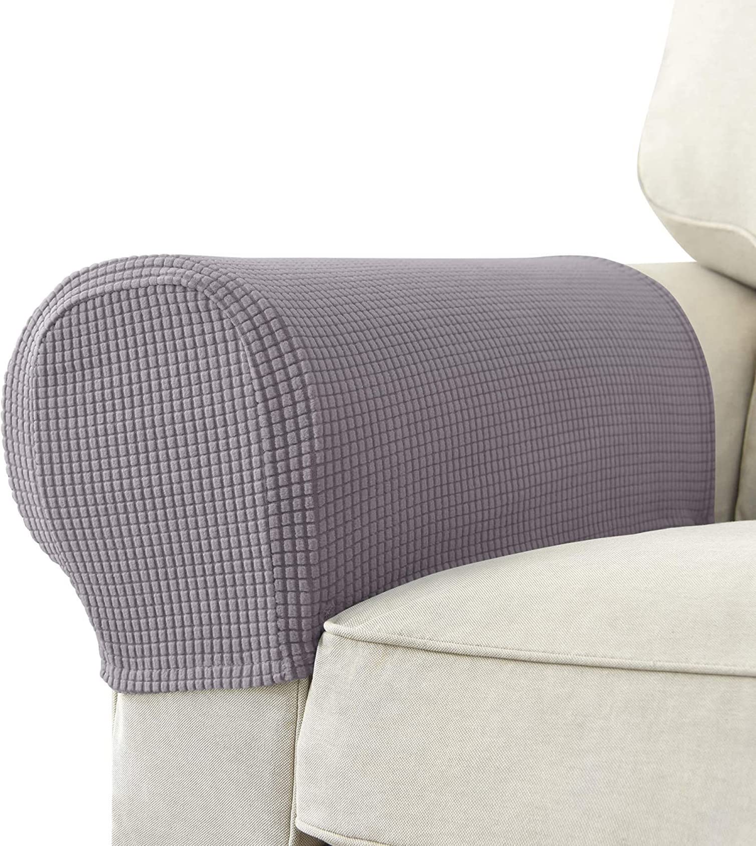 Anti-Rutsch ArmlehnenbezüGe Strecken Armlehnenschoner Waschbar Armkappen Für Wohnzimmer Loveseat Protective -grau-4