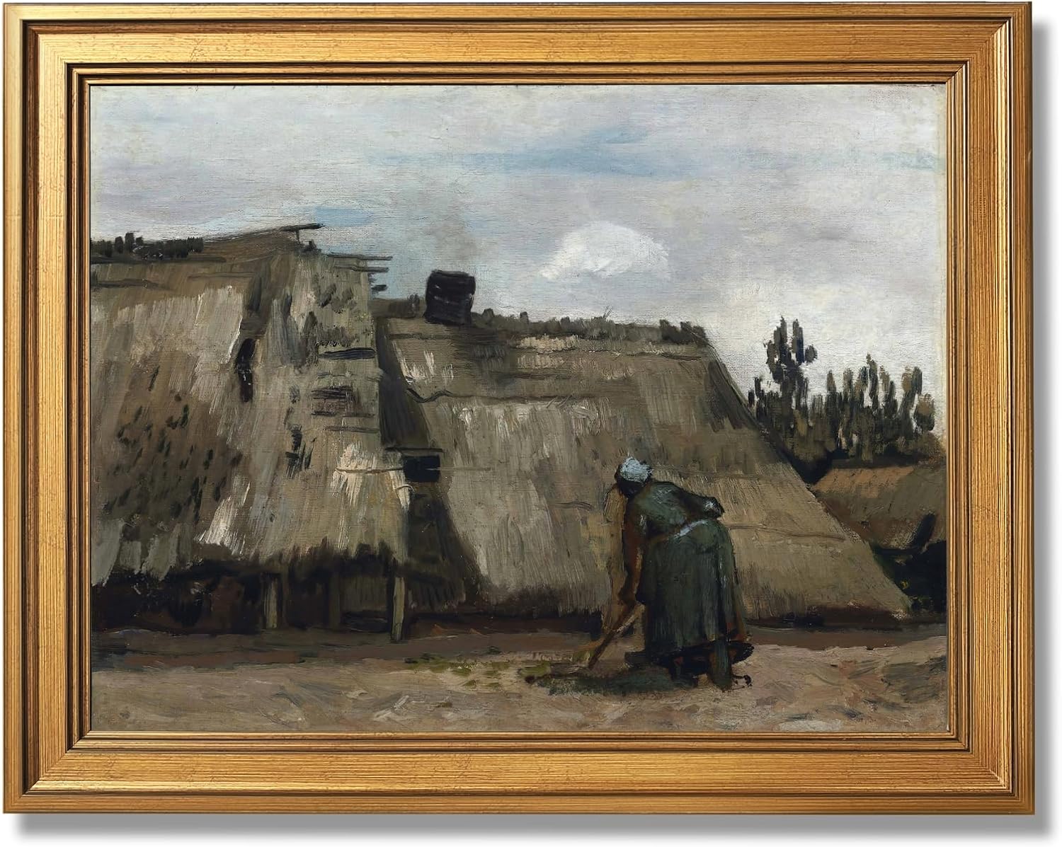 Licpach Large Framed Wall Art Full Cry by Henry Thomas Alken Reproduction Canvas Print Horse Riding Hunting Poster Vintage Rustic Painting Pictures for Living Room Wall Decor 24X36inch Golden Frame