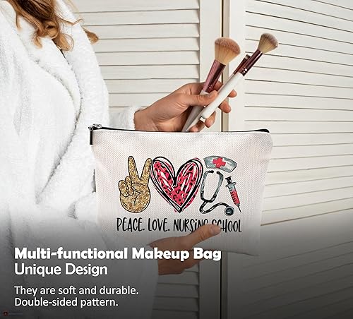 Miniatura 4 de QGFM Bolsas de maquillaje para enfermeras, regalos de enfermera para mujeres, bolsas de cosméticos para enfermeras con cremallera, regalos de