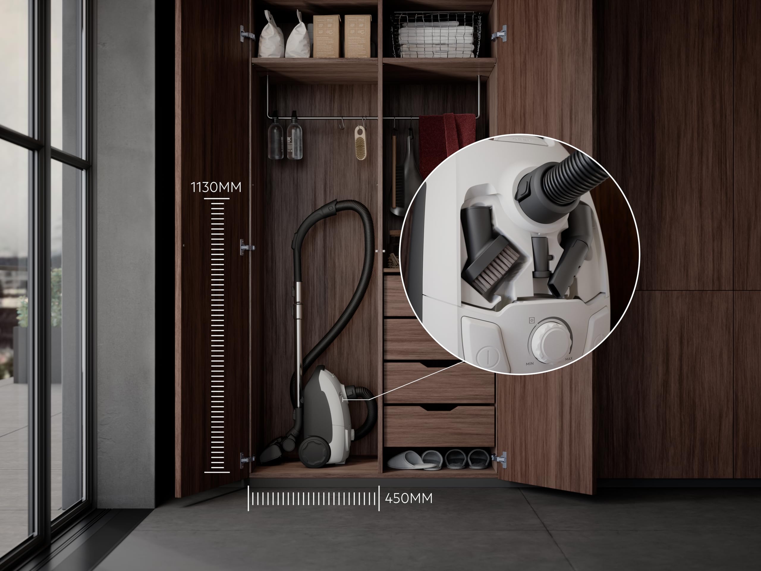 AEG CLEAN 5000 Staubsauger mit Beutel, Hohe Saugleistung, 37 % Recyclingkunststoff, AllFloor Bodendüse mit Klicksystem, 2in1 Multifunktionsdüse, 8,5m Aktionsradius, Waschbarer Hygiene-Filter, AB51C1SW