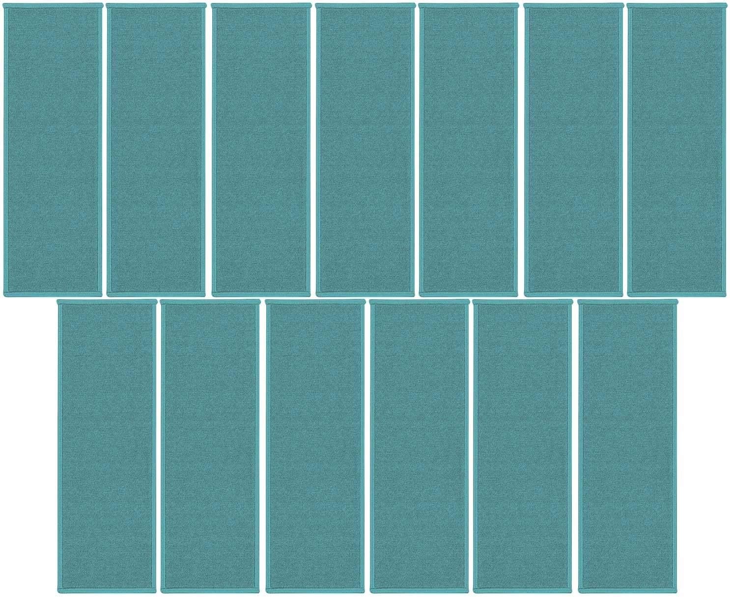 American Bright Solid Color Area Rugs Teal, 9" x 27" Stair Treads (Set of 13) Home