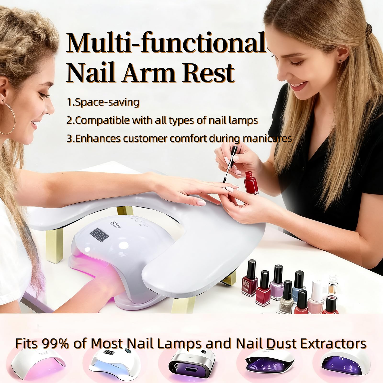 U-Förmig Handablage Nagelstudio: Goldener Klappbarer Ständer Wrist Rest - Handauflage Nagelstudio - Weicher und Elastischer Schwamm Handgelenkauflage für Handauflage Nagelstudio
