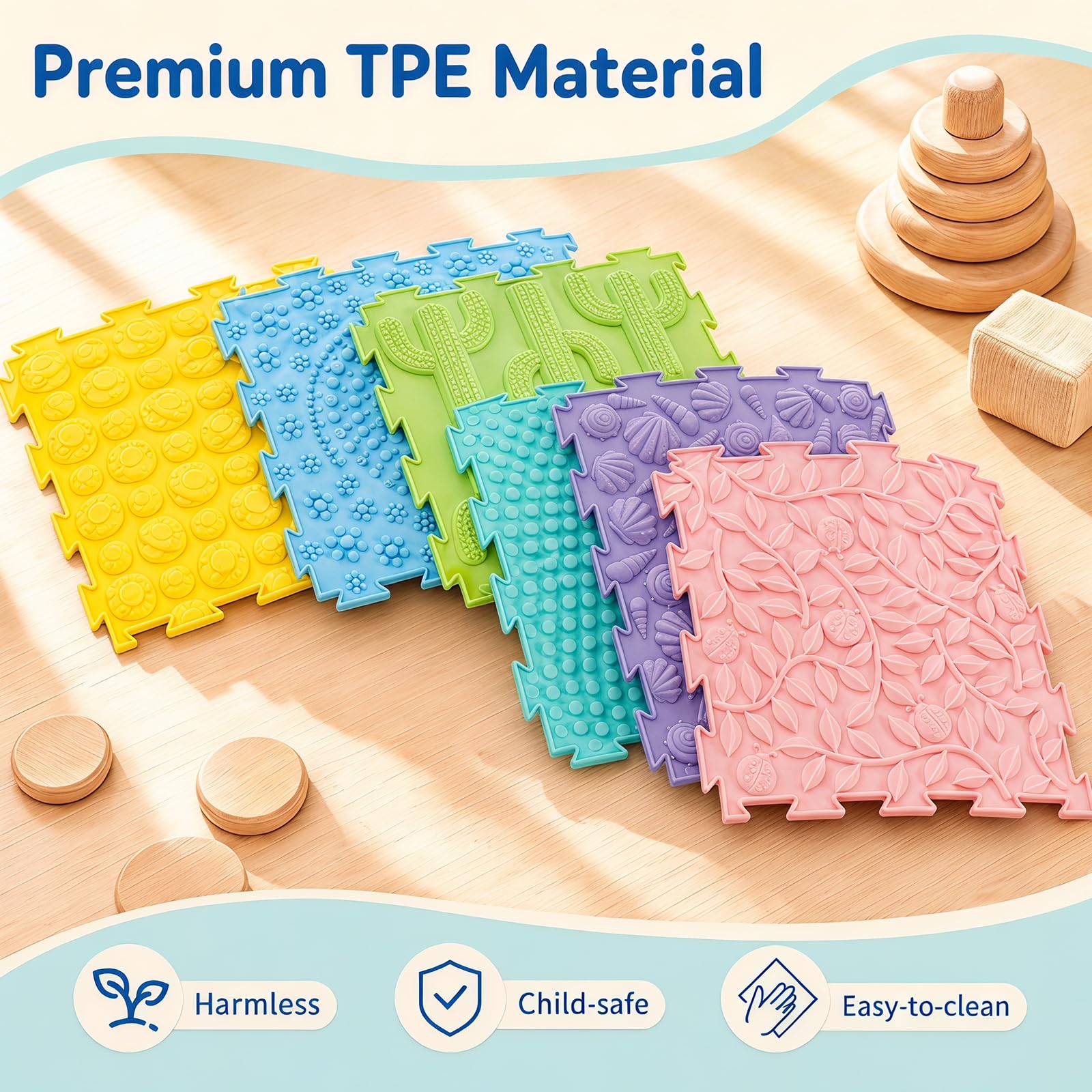 HOMASIS Set 6 Tappetini Sensoriali Ortopedici per Bambini 3+ Anni (Stile 2)