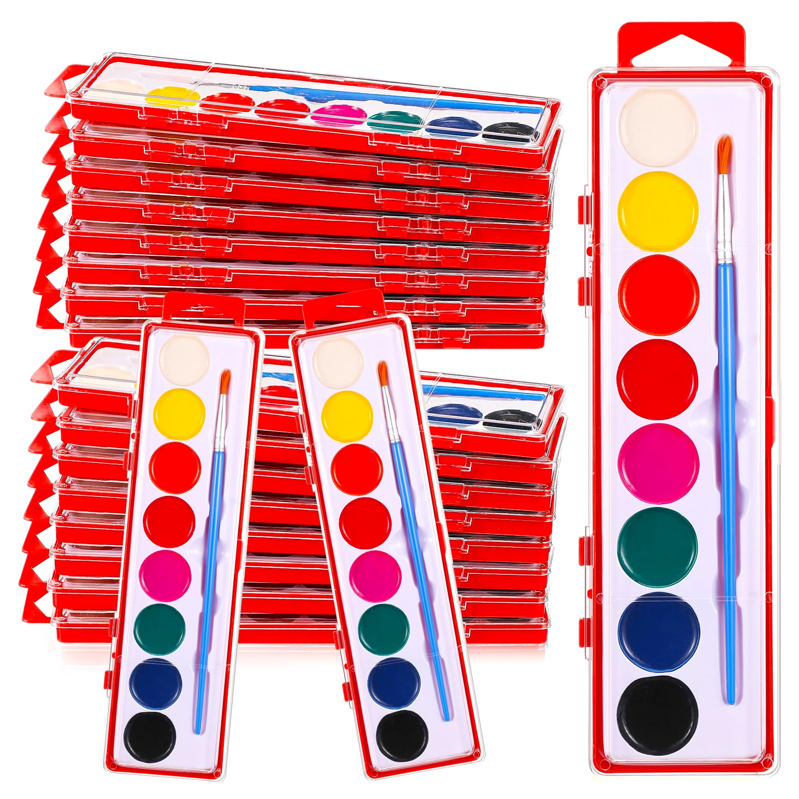 Watersay 12 Pack 8 Colors Watercolor Paint Set Valentine's Day Washable Watercolor Paint with Paintbrush for Art Activities Birthday Party Supplies(