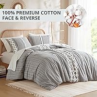 Vista 2 de INK+IVY Edredón para cama tamaño Queen, chenilla con mechones, juego de edredón de algodón transpirable Queen, edredón bohemio moderno para todas