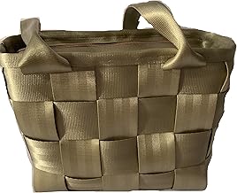 Seat Belt Messenger Purse in beige with zipper, washable, durable and beautiful handbag