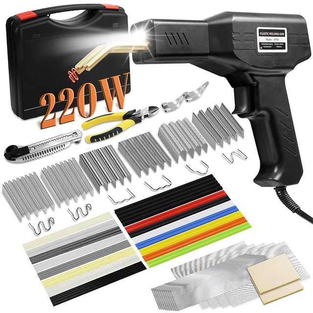 220w Plastic Welder Upgraded 2 in 1 Plastic Welding Kit Plastic Repair Kit 1000pcs Hot Staples 92pcs Plastic