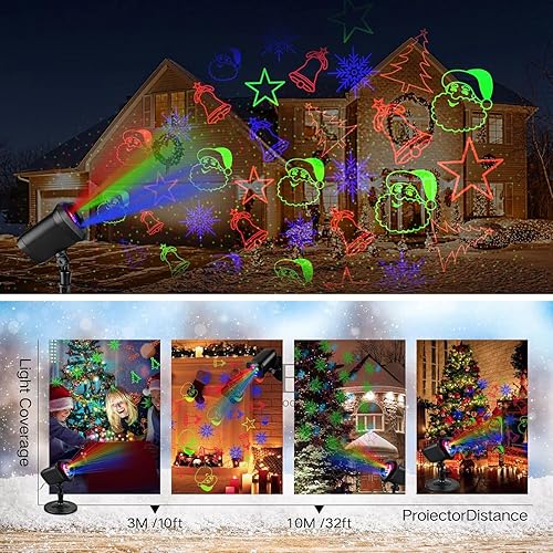 Miniatura 3 de Proyector de luces RGB de Navidad diseñado para exteriores, impermeable, luz láser, rojo, verde y azul, con foco de paisaje remoto para decoración