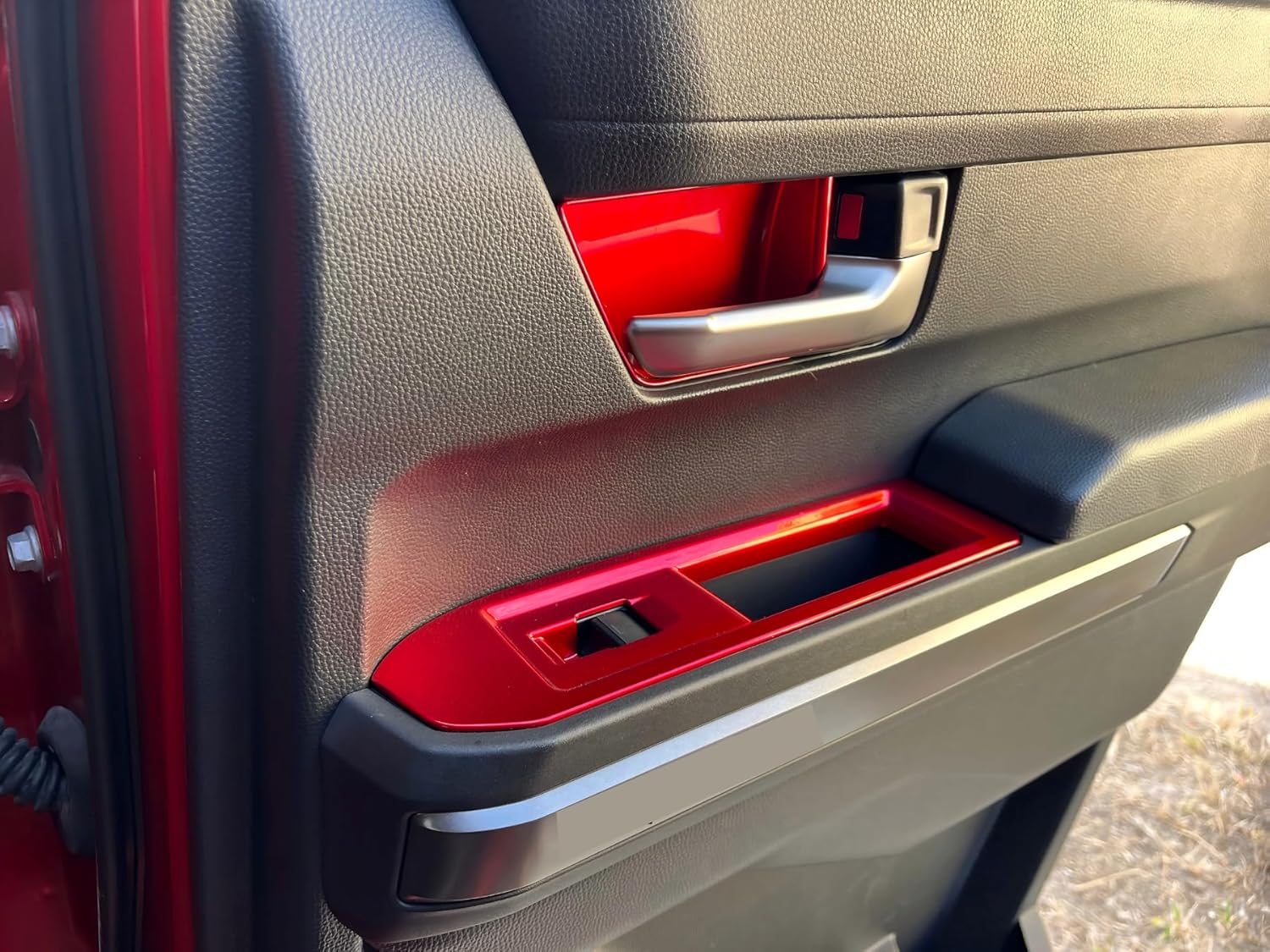 ABS Door Handle Inner Bowl Cover for Toyota Tacoma 2024 2025 2026 Interior Accessories for 4Runner 2025 2026 Center Console Decor Trim Frame (Dark Red, Inner Door Bowl Cover)