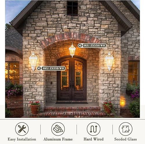 Miniatura 5 de zeyu ZX55H BK - Lámpara colgante de granja de 21 pulgadas para porche, moderna linterna colgante industrial grande, aluminio fundido a presión con