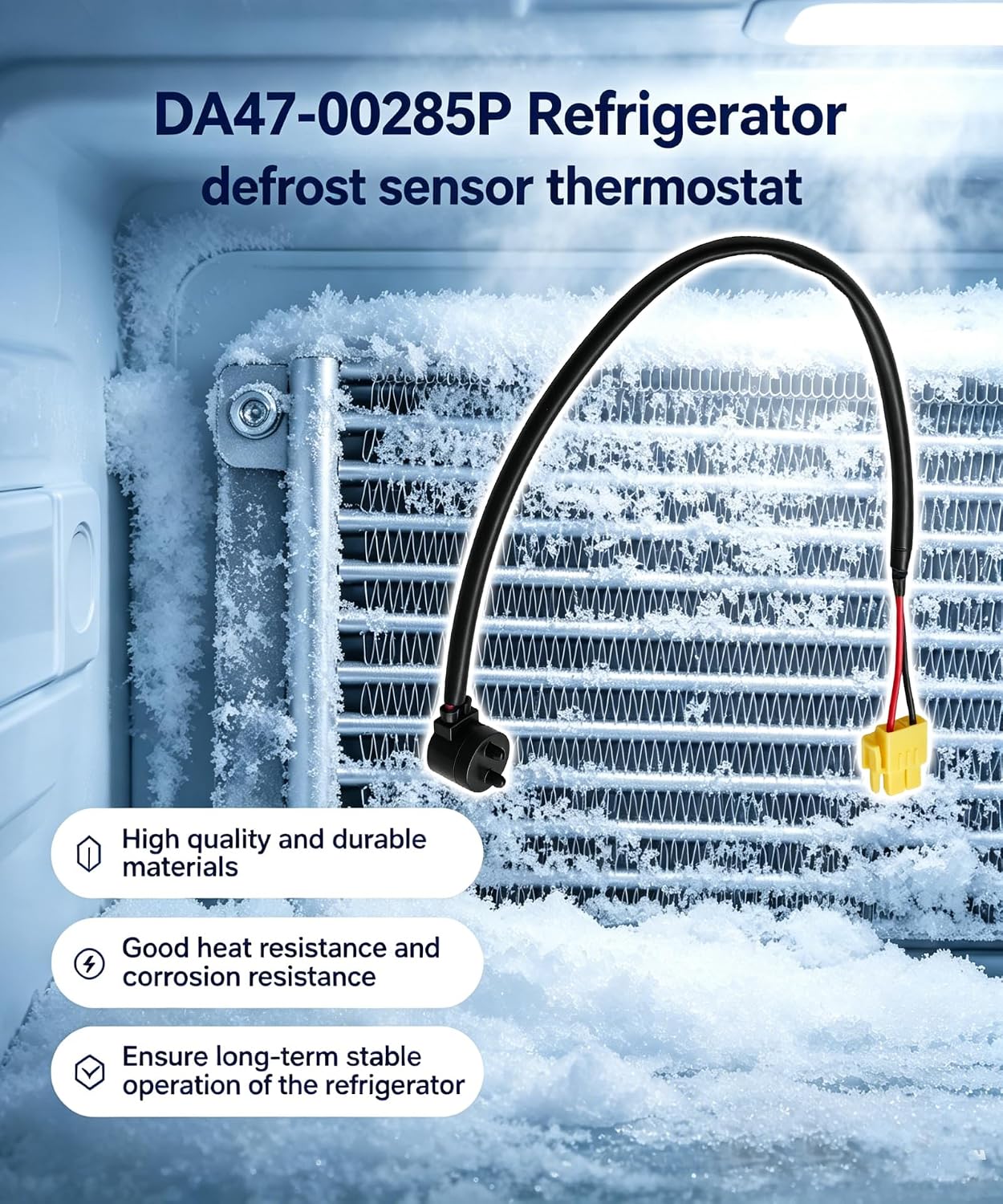 New Upgraded DA47-00243K Refrigerator Defrost Sensor Thermostat Fits for Samsung Refrigerator Defrost Bimetal Thermostat,Replace DA47-00285P PS4140621 AP4140621 AP5586181 etc