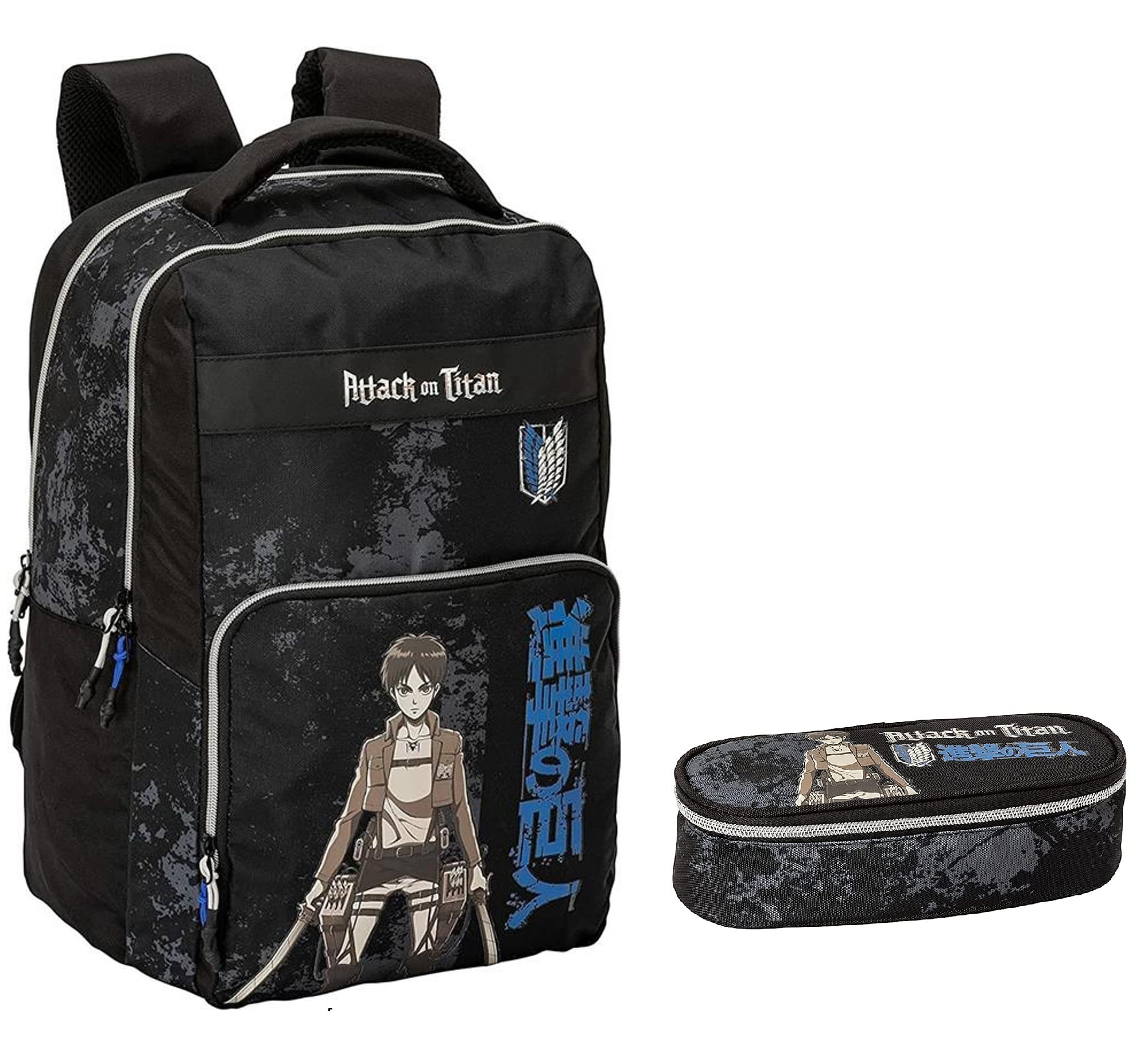 Miejski Plecak GIGANTY Komiks Anime + Owalny Zip Etui + Hołd 7 kasowalne długopisy + Brelok Kostka