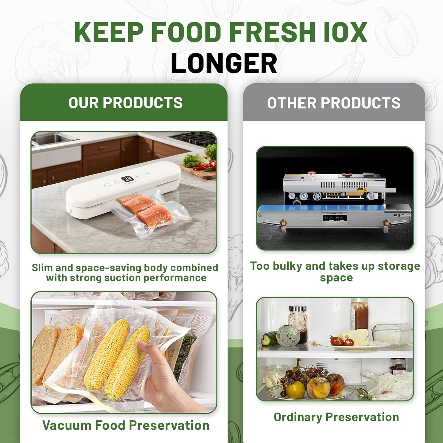 Vacuum Sealer Machine For Food,Full Automatic Bag Sealer with 10 Pre-cut Bags,Multifunctional Vacuum Food Sealer,Dry & Moist, White - Image 5