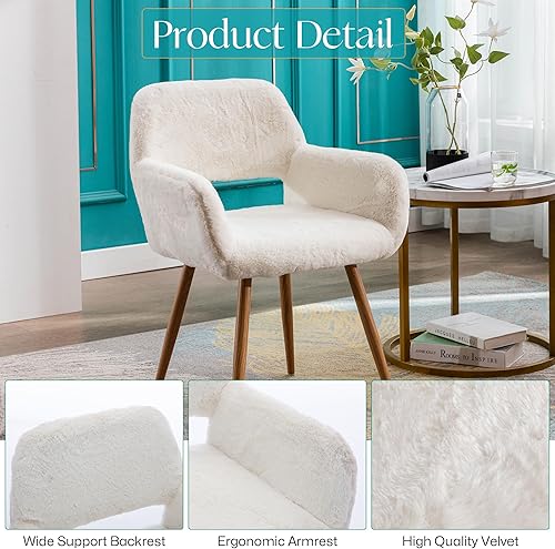 Miniatura 4 de Silla de comedor de piel sintética para oficina en casa, silla de tocador de maquillaje esponjosa, cómoda silla de acento con patas de metal de