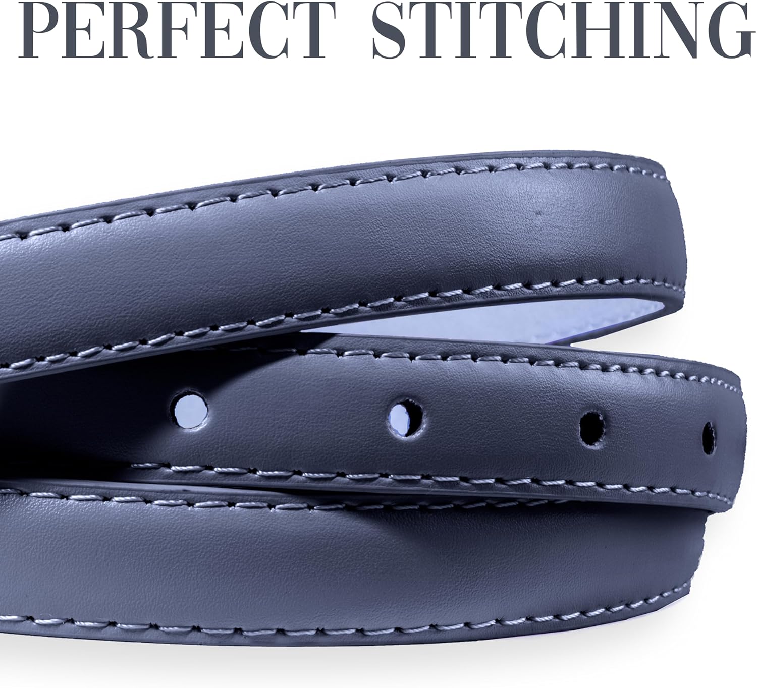 Belle Donne Belt Women, Skinny Dress Belt, Silver Polished Buckle, For Womens Clothes and Fine Dresses, Classy Style - Image 3