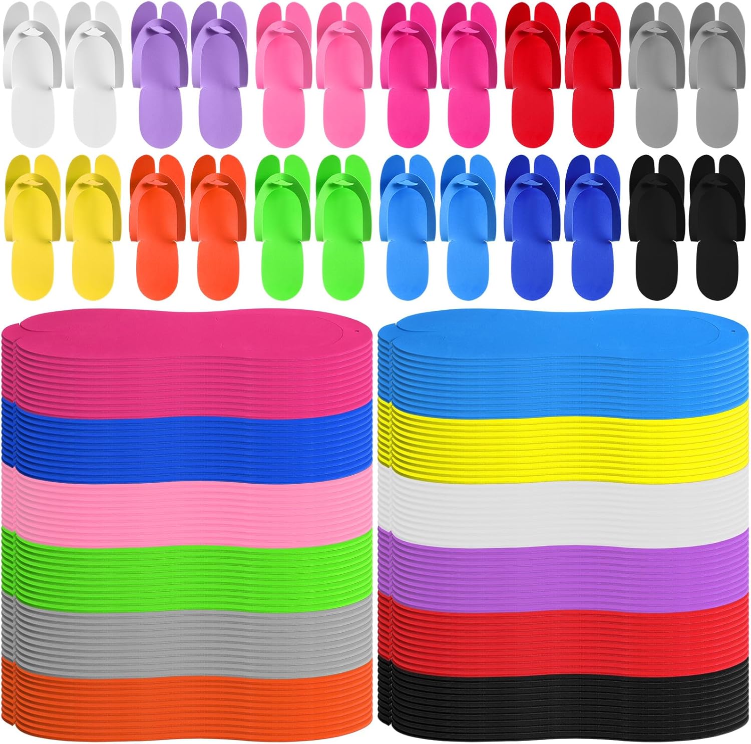 JaGely 120 Pairs Disposable Pedicure Slippers Bulk 10.4 x 4 Inch EVA Multicolor Spa Flip Flops Pedicure Shoes Pack Anti Slip Foam Spa Slipper Sandal for Nail Salons Guests Women Bath Party Supplies