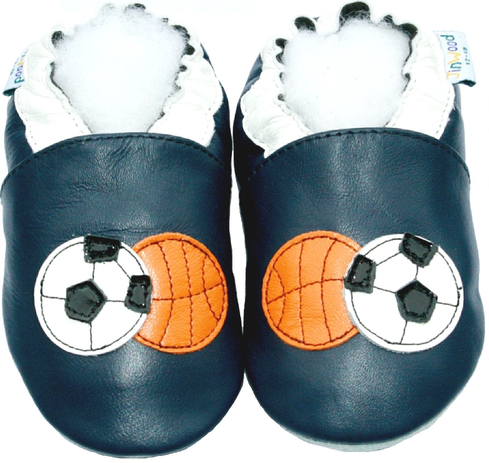 Leather Baby Soft Sole Shoes Boy Girl Infant Children Kid Toddler Crib First Walk Gift Soccer&Basketball Navy (18-24month, Navy)