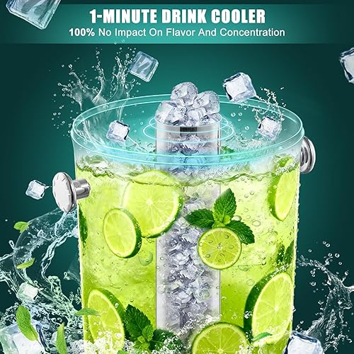 Miniatura 5 de Dispensador de bebidas con soporte, dispensadores de bebidas de acero inoxidable de 2.2 galones para fiestas, dispensador de jugo con núcleo de